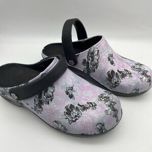 Sanita Women's Pink Floral Clogs EU Size 38 US 6.5-7 Slip Resistant Soles‎